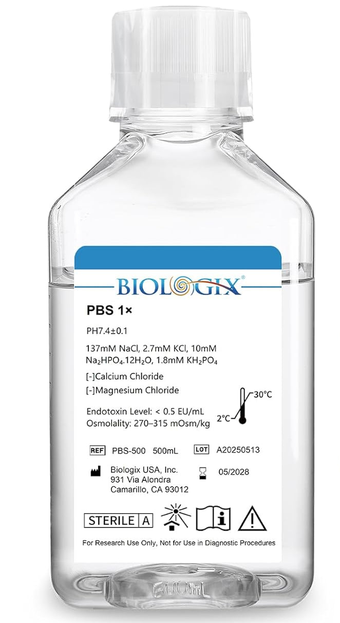 PBS Buffer 1X, Phosphate Buffered Saline Solution, 500mL