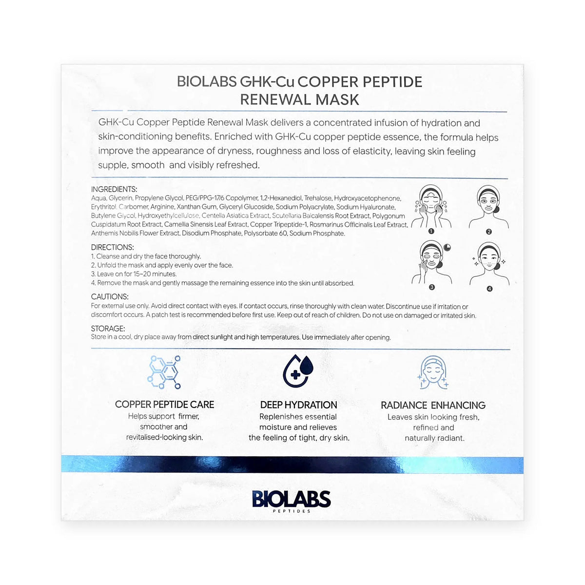 GHK-Cu Copper Peptide Renewal Mask box, 5 x 30 ml sheet masks