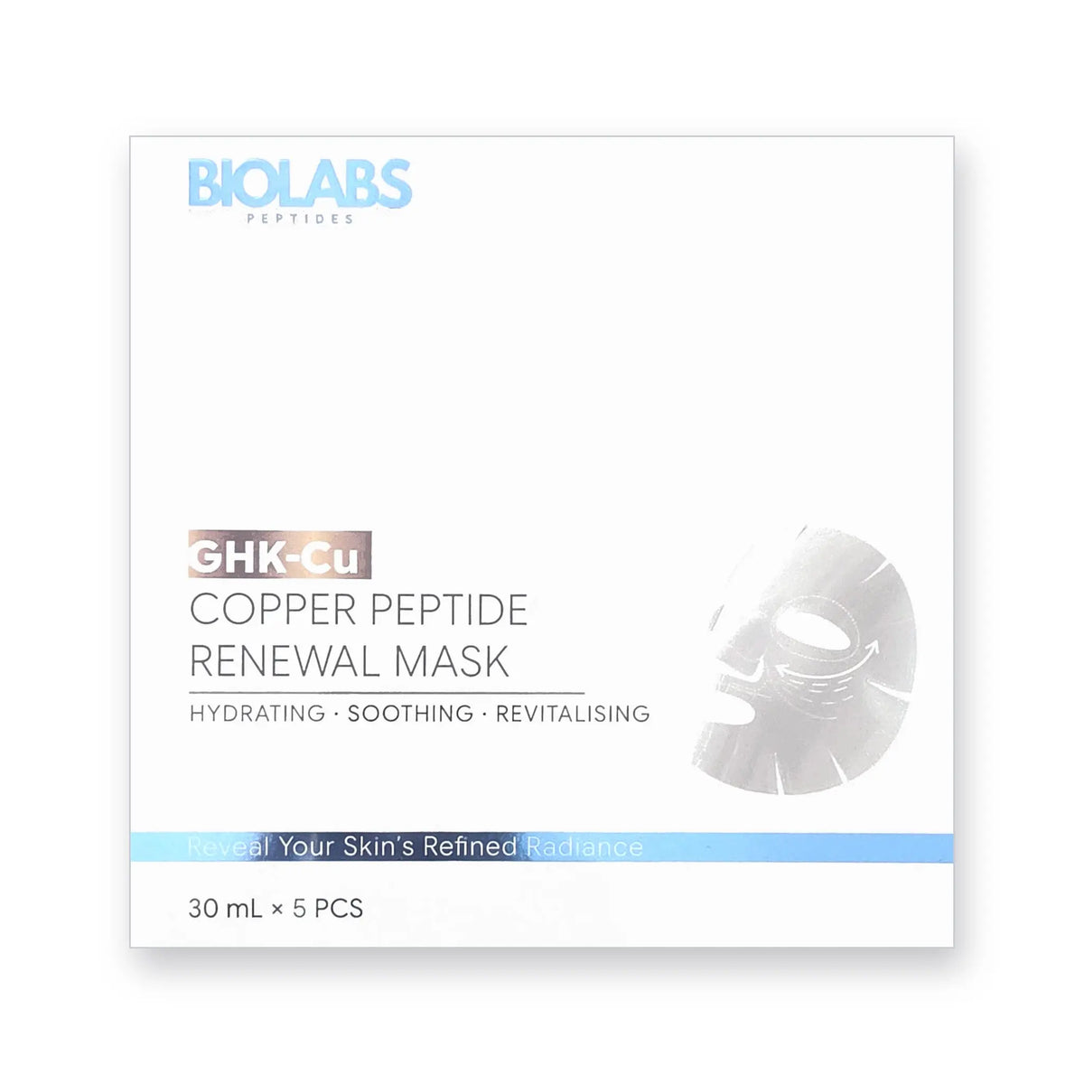 GHK-Cu Copper Peptide Renewal Mask box, 5 x 30 ml sheet masks